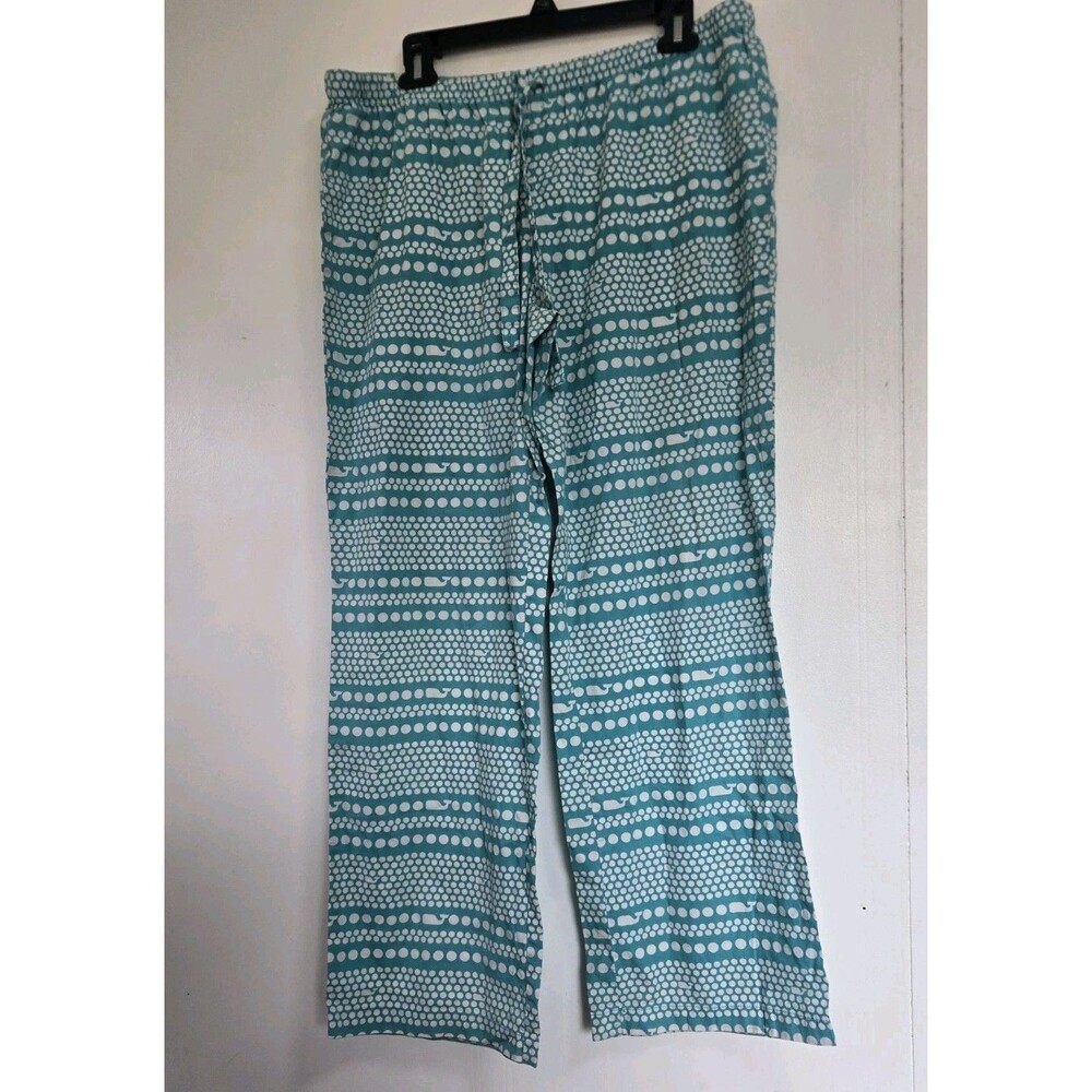 Vineyard Vines Pajama Pants Womens M Teal Blue Nautical Beach Whale Sleep Home